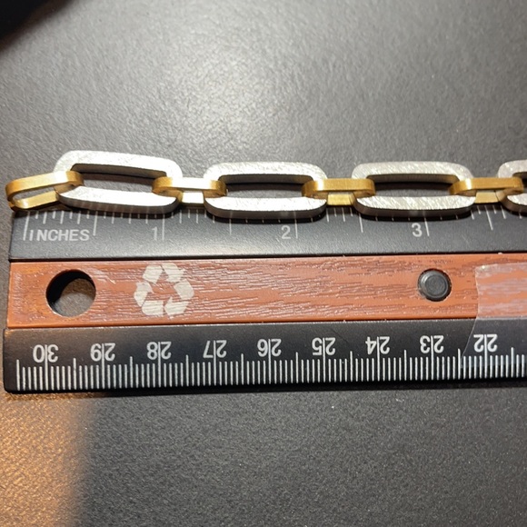 Rustic Cuff bracelet links silver gold - Picture 2 of 4